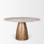 71103-AB - Allyson 54" Round Brown Pedestal w/Savar Pink Marble Top Dining Table