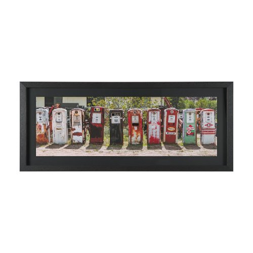 15871 - Gas Pumps by Richard Silver Hand Embelished  Framed Art Print Matted under Glass