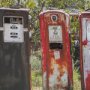 15871 - Gas Pumps by Richard Silver Hand Embelished  Framed Art Print Matted under Glass
