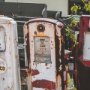 15871 - Gas Pumps by Richard Silver Hand Embelished  Framed Art Print Matted under Glass