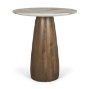 71134-AB - Allyson 32"  Round Medium Brown Wood w/Savar Pink Marble Top Bistro Table