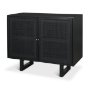 71141 - Grier Matte Black Stained Wood w/ Black Cane Accent Cabinet