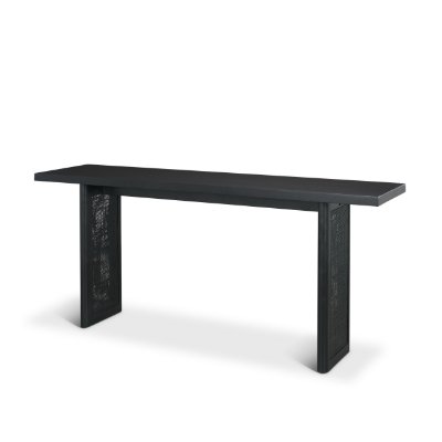 71142 - Grier 65" Black Wood w/ Black Cane Console Table