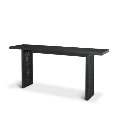 71142 - Grier 65" Black Wood w/ Black Cane Console Table
