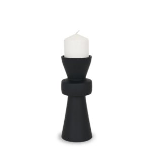 Odilia Small Smooth Matte Black Metal Geometric Pillar Candle Holder
