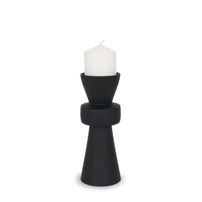 71152 - Odilia Small Smooth Matte Black Metal Geometric Pillar Candle Holder