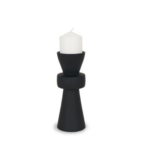 71152 - Odilia Small Smooth Matte Black Metal Geometric Pillar Candle Holder