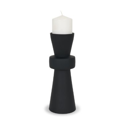71153 - Odilia Large Smooth Matte Black Metal Geometric Pillar Candle Holder