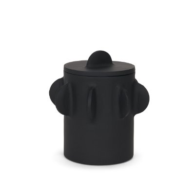 71160 - Deacon Small Matte Black Metal Canister with Sculptural Handles