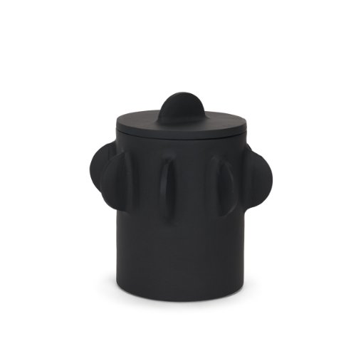 71160 - Deacon Small Matte Black Metal Canister with Sculptural Handles