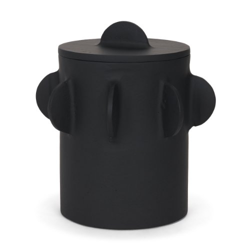 71161 - Deacon Large Matte Black Metal Canister with Sculptural Handles
