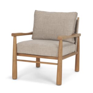 Witton Gray Fabric Beech Wood Slingback Backrest Accent Lounge Chair