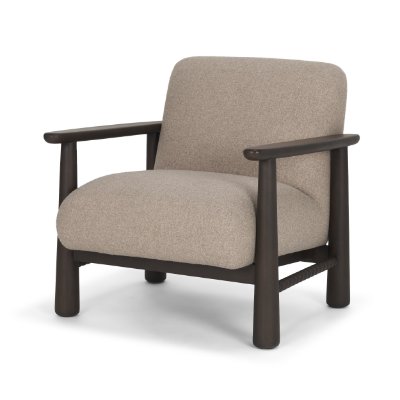 71201 - Willmar Textured Mushroom Gray Fabric Espresso Brown Wood Accent Lounge Chair