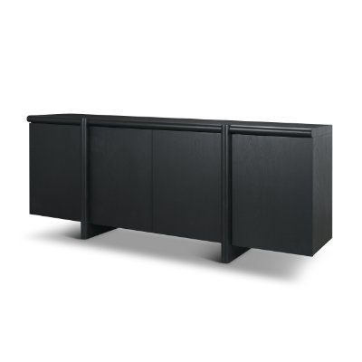 71207 - Rowan Black Oak Wood Closed 4 Door Sideboard