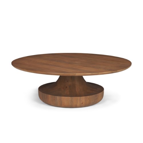 71209-AB - Arno Warm Mid-Brown Wood Sculptural Round Coffee Table