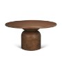 71217-AB - Atlas 60"  Warm Mid-Brown Wood Stacked Pedestal Base Round Dining Table 