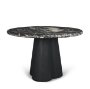 71221-AB - Marilyn 48" Black Forest Marble Black Wood Pedestal Round Dining Table