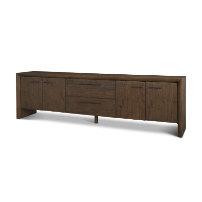 71229 - Belford 94" Dark Brown Oak Wood Media Console