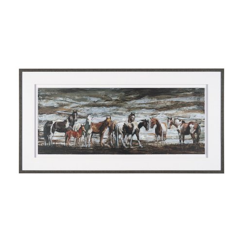 15928 - Equine Echoes III by Mercana Studio Hand Embelished Textured Framed Artwork Matted under Glass