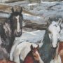 15928 - Equine Echoes III by Mercana Studio Hand Embelished Textured Framed Artwork Matted under Glass