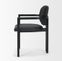 71257 - Carlisle Curved Back Black Leather Tripod Frame Dining Armchair
