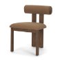 71258 - Tribeca Curve Open Back Mocha Fabric Tripod Frame Dining Chair