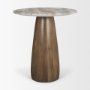 71134-AB - Allyson 32"  Round Medium Brown Wood w/Savar Pink Marble Top Bistro Table