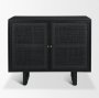 71141 - Grier Matte Black Stained Wood w/ Black Cane Accent Cabinet