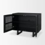 71141 - Grier Matte Black Stained Wood w/ Black Cane Accent Cabinet