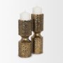 71149 - Akira Large Hammered Gold Metal Pillar Candle Holder