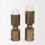 71149 - Akira Large Hammered Gold Metal Pillar Candle Holder