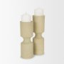71151 - Akira Large Textured Beige Metal Pillar Candle Holder
