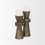 71154 - Odilia Small Textured Antiqued Gold Metal Geometric Pillar Candle Holder