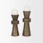 71154 - Odilia Small Textured Antiqued Gold Metal Geometric Pillar Candle Holder