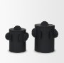 71161 - Deacon Large Matte Black Metal Canister with Sculptural Handles