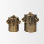 71162 - Deacon Small Antiqued Gold Metal Canister with Sculptural Handles