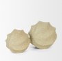 71167 - Imani Large Sculptural Textured Beige Metal Decorative Orb Object