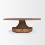 71209-AB - Arno Warm Mid-Brown Wood Sculptural Round Coffee Table