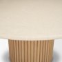 71216-AB - Marbrello 60" Botticino Marble Top Light Brown Fluted Wood Round Dining Table