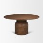 71217-AB - Atlas 60"  Warm Mid-Brown Wood Stacked Pedestal Base Round Dining Table 
