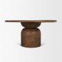 71217-AB - Atlas 60"  Warm Mid-Brown Wood Stacked Pedestal Base Round Dining Table 