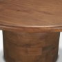 71217-AB - Atlas 60"  Warm Mid-Brown Wood Stacked Pedestal Base Round Dining Table 