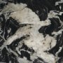 71221-AB - Marilyn 48" Black Forest Marble Black Wood Pedestal Round Dining Table