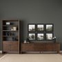 71231 - Belford 2-Door Open Dark Brown Oak Wood Shelving Unit