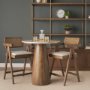 71134-AB - Allyson 32"  Round Medium Brown Wood w/Savar Pink Marble Top Bistro Table