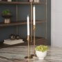 71157 - Chantria Large Solid Natural Brass Adjustable Taper Candle Holder