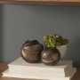 71165 - Imani Large Sculptural Textured Antiqued Gold Metal Decorative Orb Object