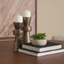 71155 - Odilia Large Textured Antiqued Gold Metal Geometric Pillar Candle Holder