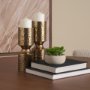 71148 - Akira Small Hammered Gold Metal Pillar Candle Holder