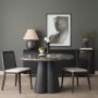 71221-AB - Marilyn 48" Black Forest Marble Black Wood Pedestal Round Dining Table